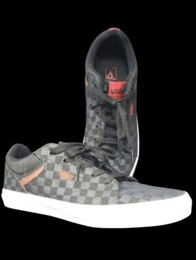 YOUTH VANS OFF THE WALL - BLACK CHECKERBOARD WITH RED SKATE SHOES YOUTH …